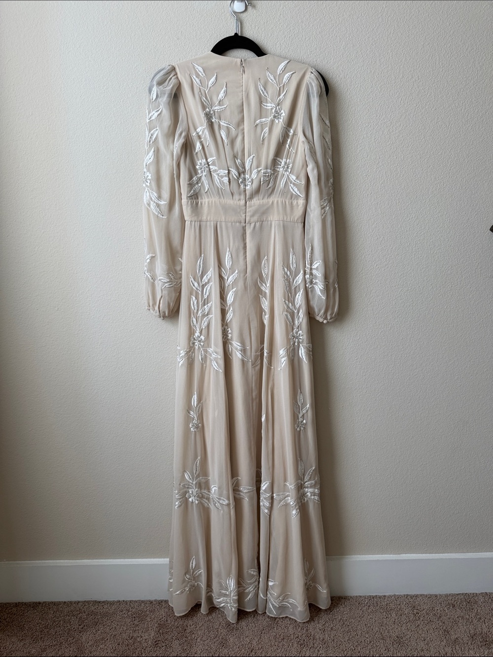 BHLDN Belize Embroidered A-Line Long-Sleeve V-Neck Gown - Picture 12 of 14